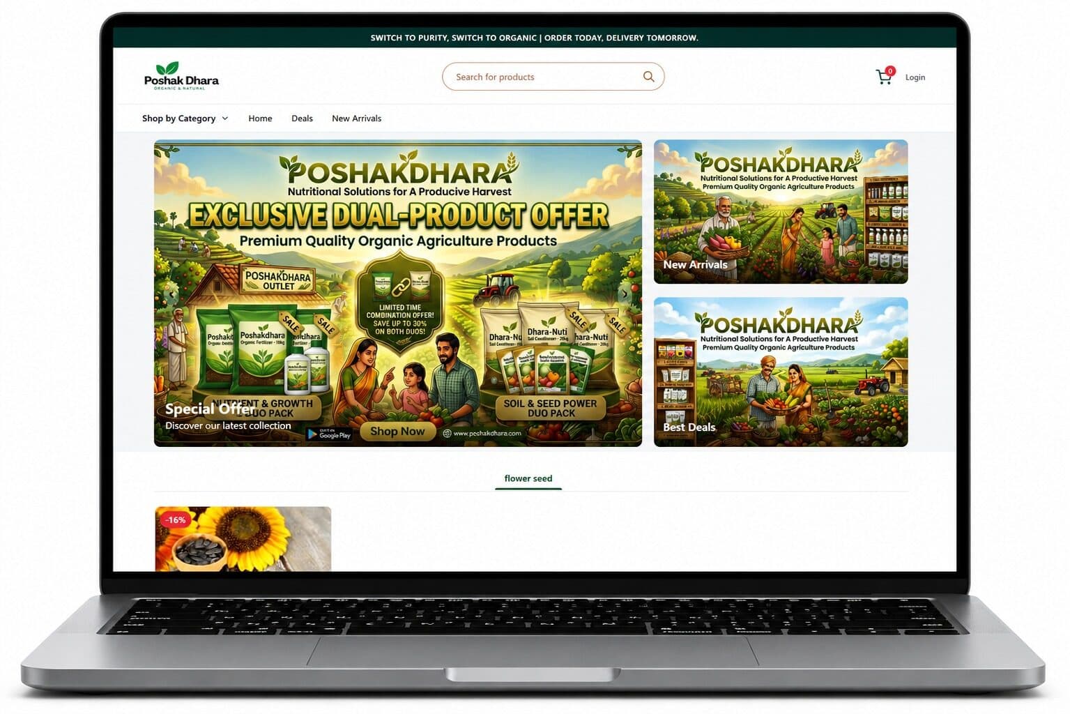 Poshak Dhara – A Trust-Embraced eCommerce Home for Organic Agri Treasures Case Study Header